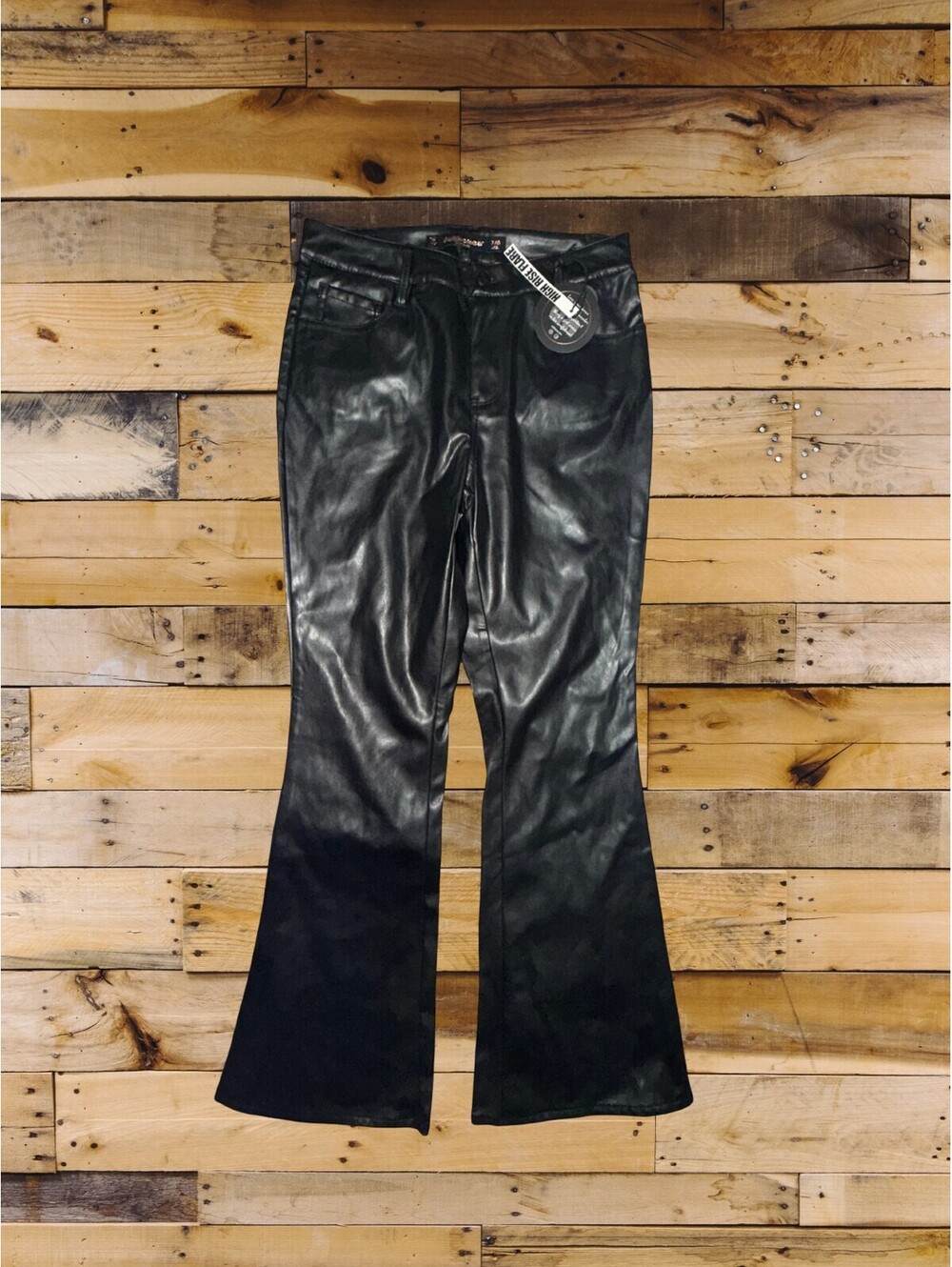 Doll House Black 30 Waist 32 Length Leather Flare Pants
